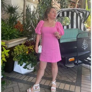 Pink Puff Sleeve Mini Sundress